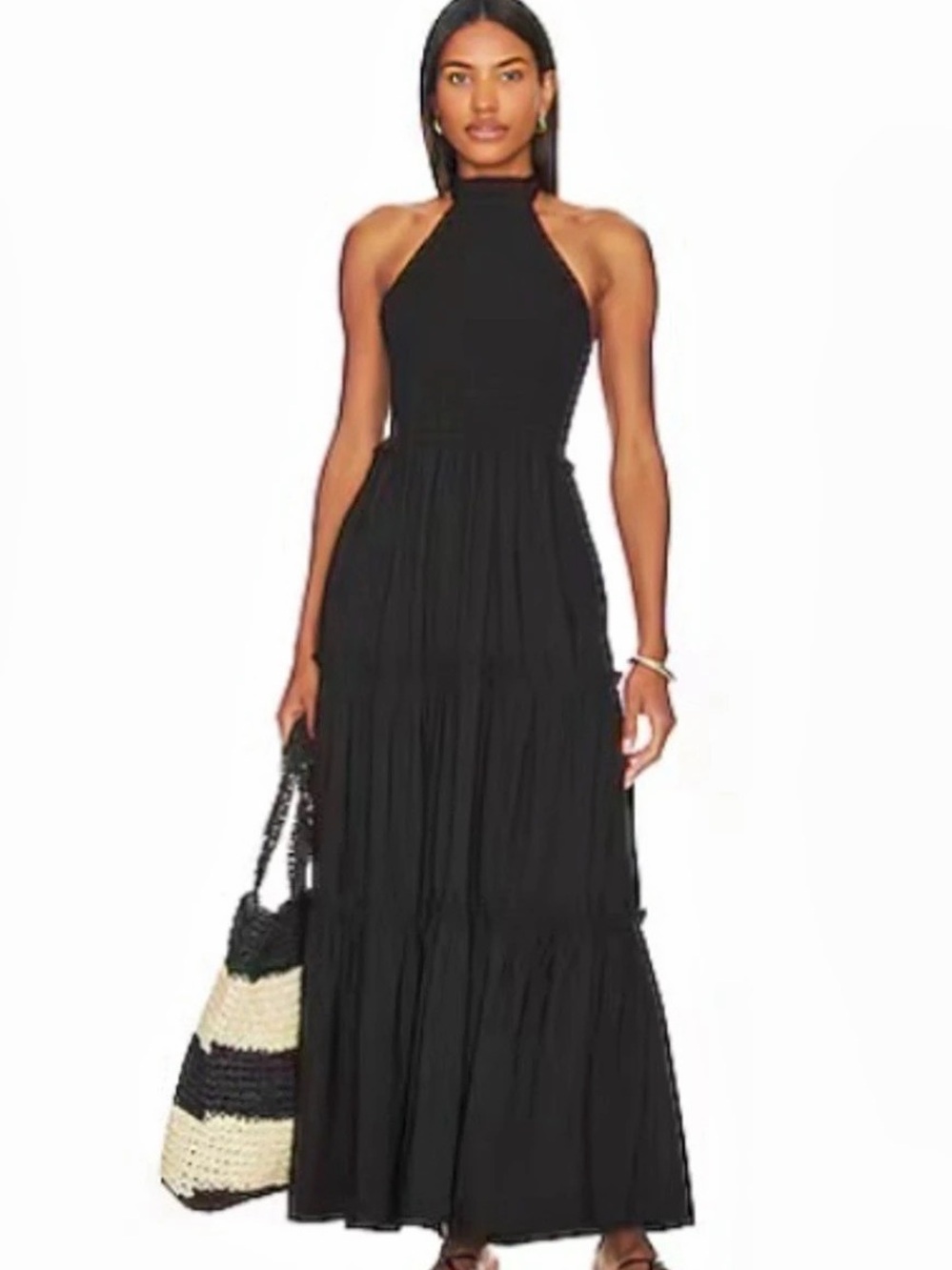 LBLC The Label Naomi Halter Dress Black Maxi Size Large